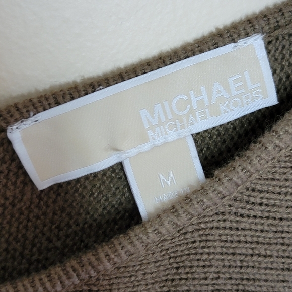MICHAEL Michael Kors | Brown Tunic Sweater Zip Back Rounded Hem Size Medium - Picture 3 of 6